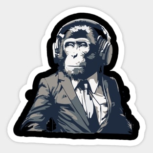 monkey in headphones Sticker